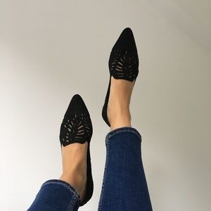 Black laser cut loafers